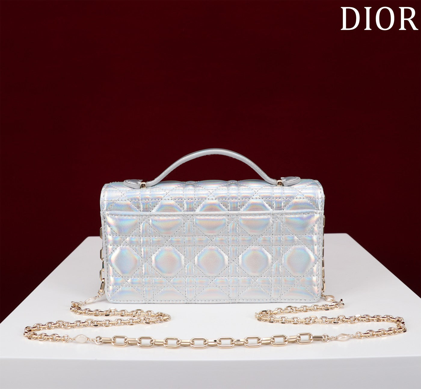 DIOR my mini 21 silver metalic lambskin
