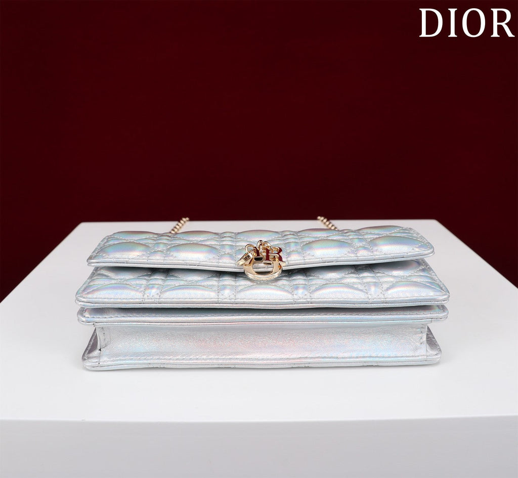 DIOR my mini 21 silver metalic lambskin