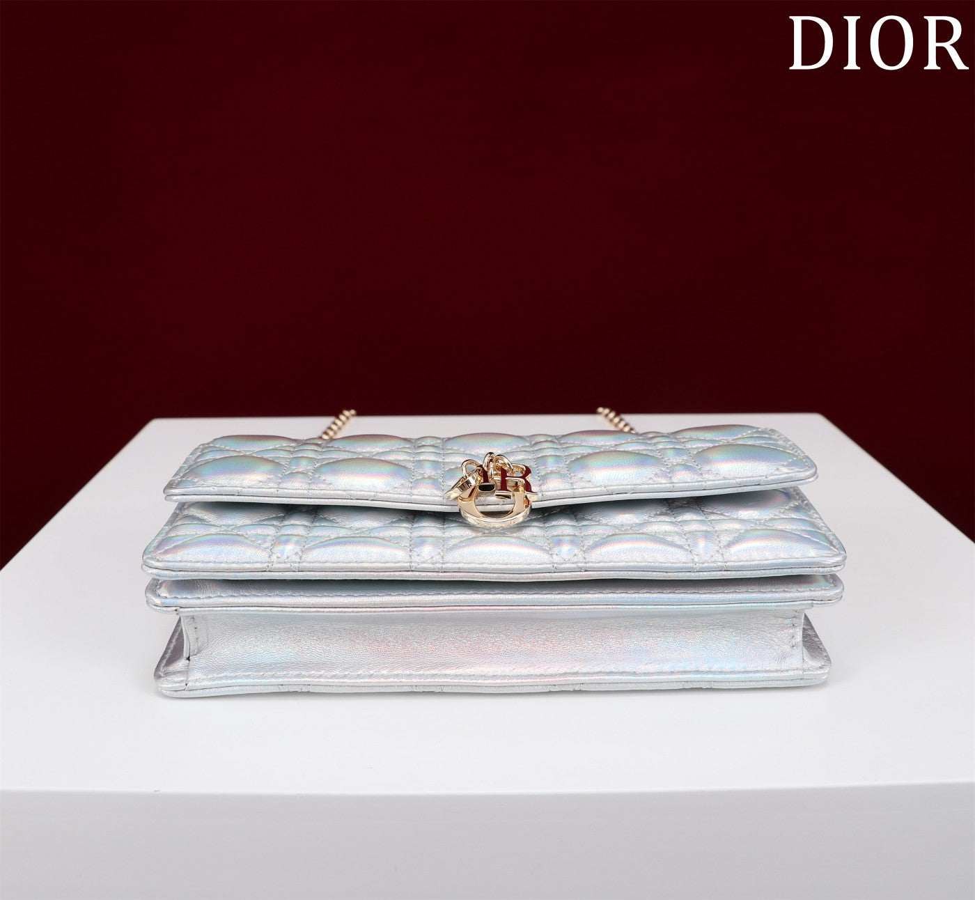 DIOR my mini 21 silver metalic lambskin