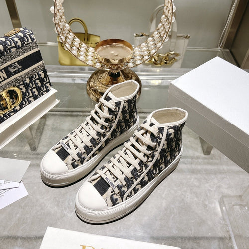 DIOR walkn high-top 45 black beige oblique embroidery canvas