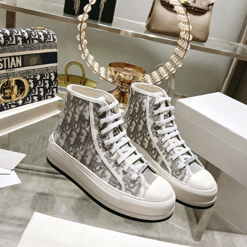 DIOR walkn high-top 45 white grey oblique embroidery canvas