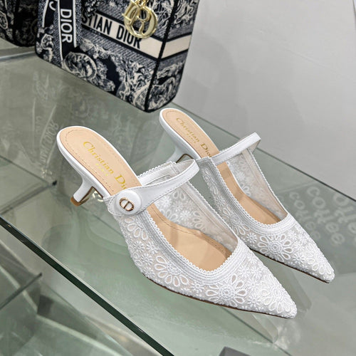 DIOR pump 65 transparent mesh embroidered white flower moitf