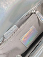 DIOR SMALL LADY 20 SILVER METALIC LAMBSKIN