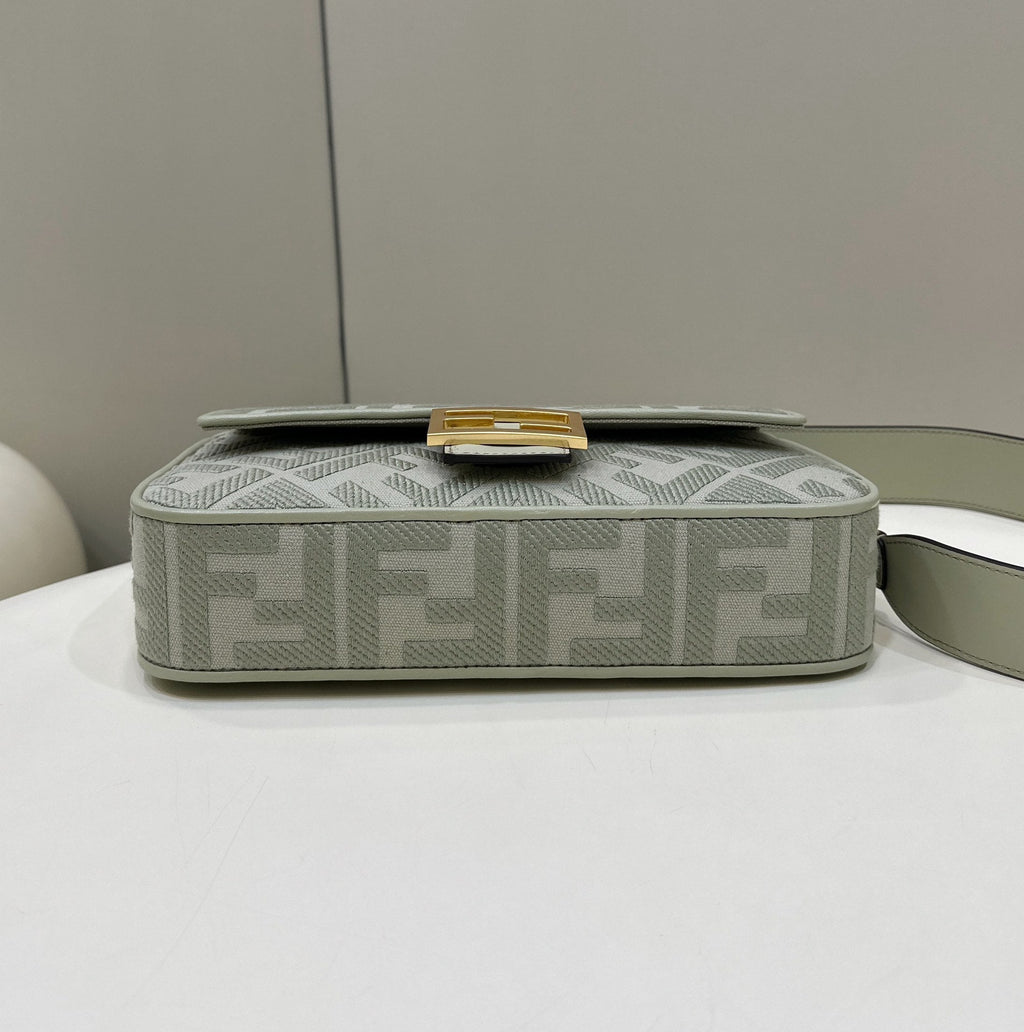 FENDI BAGUETTE WITH FF MOTIF 27 IN BITTER JACQUARD FABRIC GOLD HARDWARE