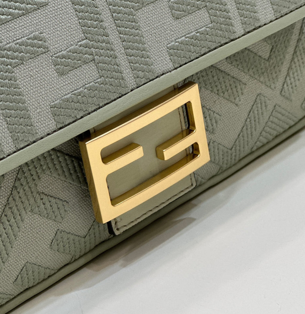 FENDI BAGUETTE WITH FF MOTIF 27 IN BITTER JACQUARD FABRIC GOLD HARDWARE