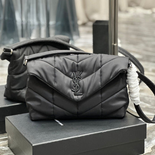 Saint Laurent PUFFER LARGE BAG 34 IN DARK GRAY NYLON
