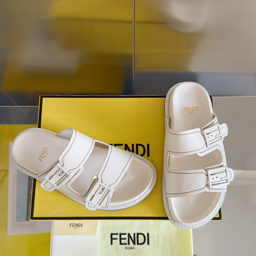 FENDI FENDI BAGUETTE DAD SANDALS IN WHITE CALFSKIN