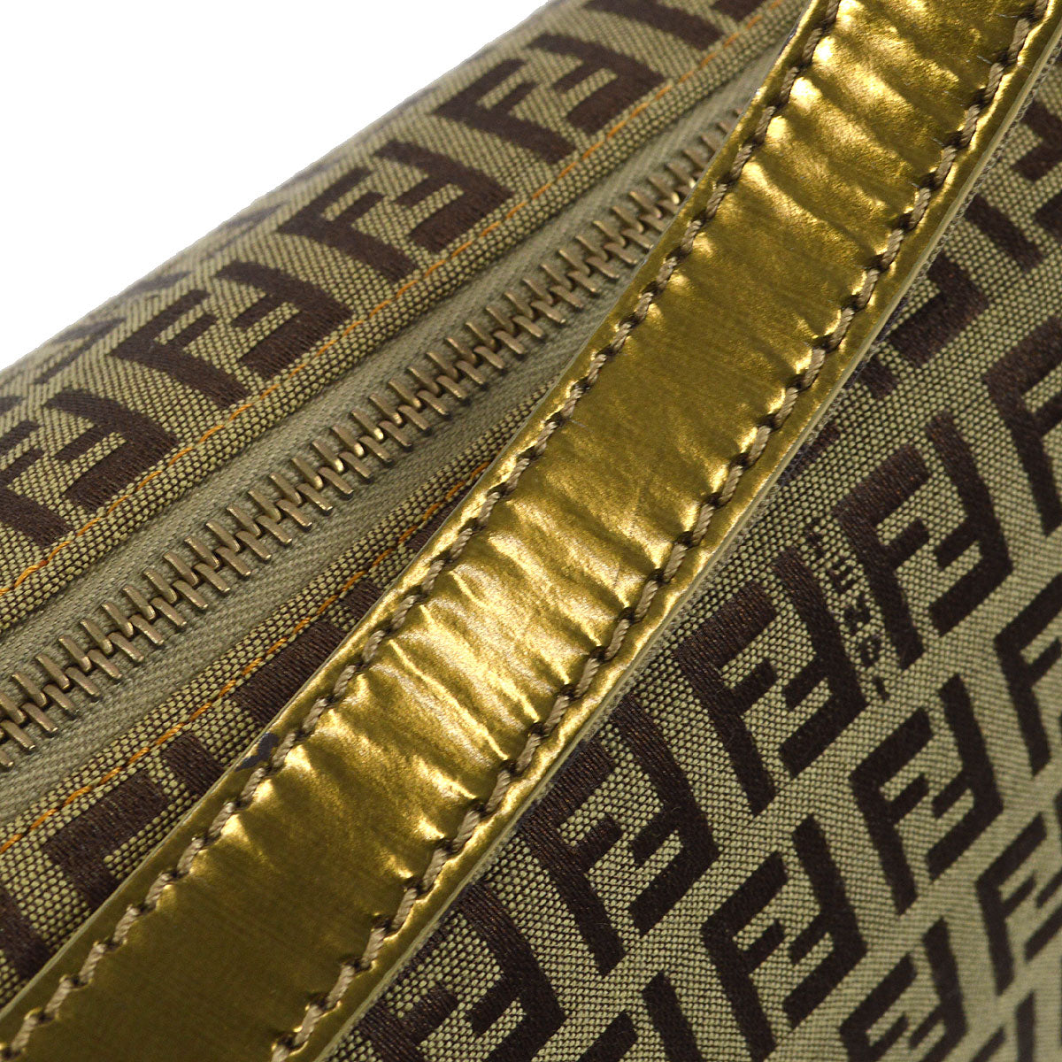 FENDI Zucchino Handbag Beige 77505