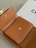Celine TRIPHOME 10 TRIFOLD WALLET CALFSKIN CINNAMON BROWN
