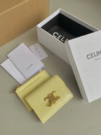 Celine TRIPHOME 9 WALLET TWO-IN-ONE YELLOW PASTEL CALFSKIN