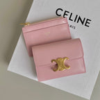 Celine TRIPHOME 9 WALLET TWO-IN-ONE PINK PASTEL CALFSKIN