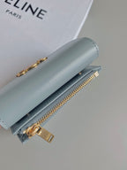 Celine TRIPHOME 9 WALLET TWO-IN-ONE GLACIER BLUE CALFSKIN