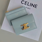 Celine TRIPHOME 9 WALLET TWO-IN-ONE GLACIER BLUE CALFSKIN