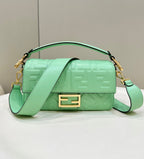FENDI Baguette 27cm Green Lambskin Gold Hardware