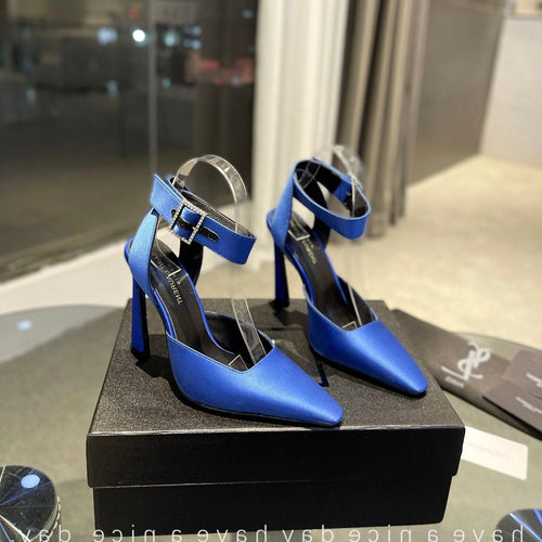 Saint Laurent SL FANNY SLINGBACK PUMPS COBALT SATIN