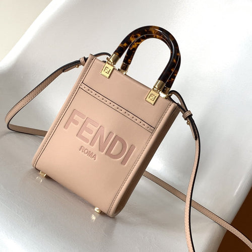 FENDI Fend Mini Sunshine Shopper Bag 18 Peach Leather