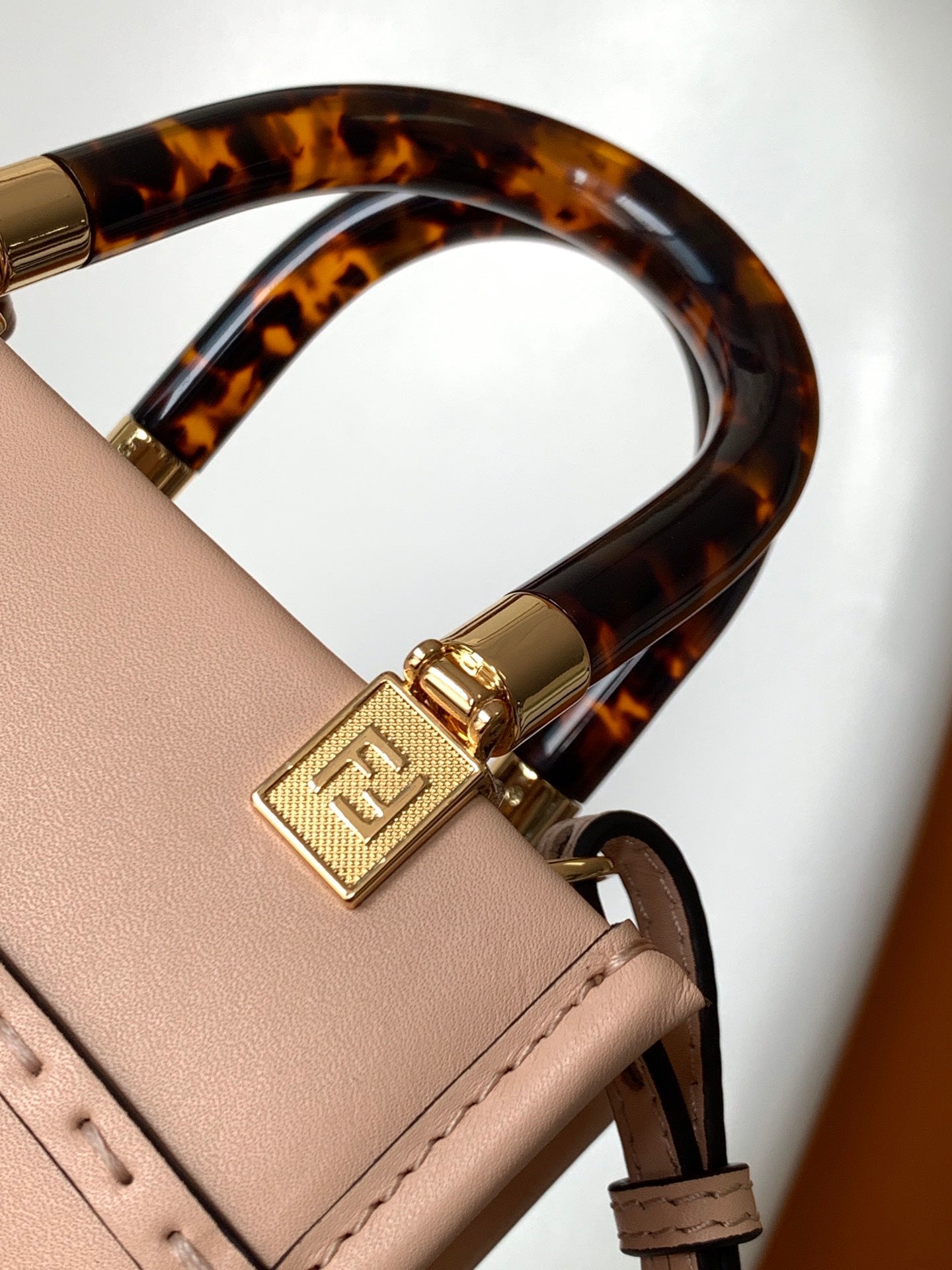 FENDI Fend Mini Sunshine Shopper Bag 18 Peach Leather
