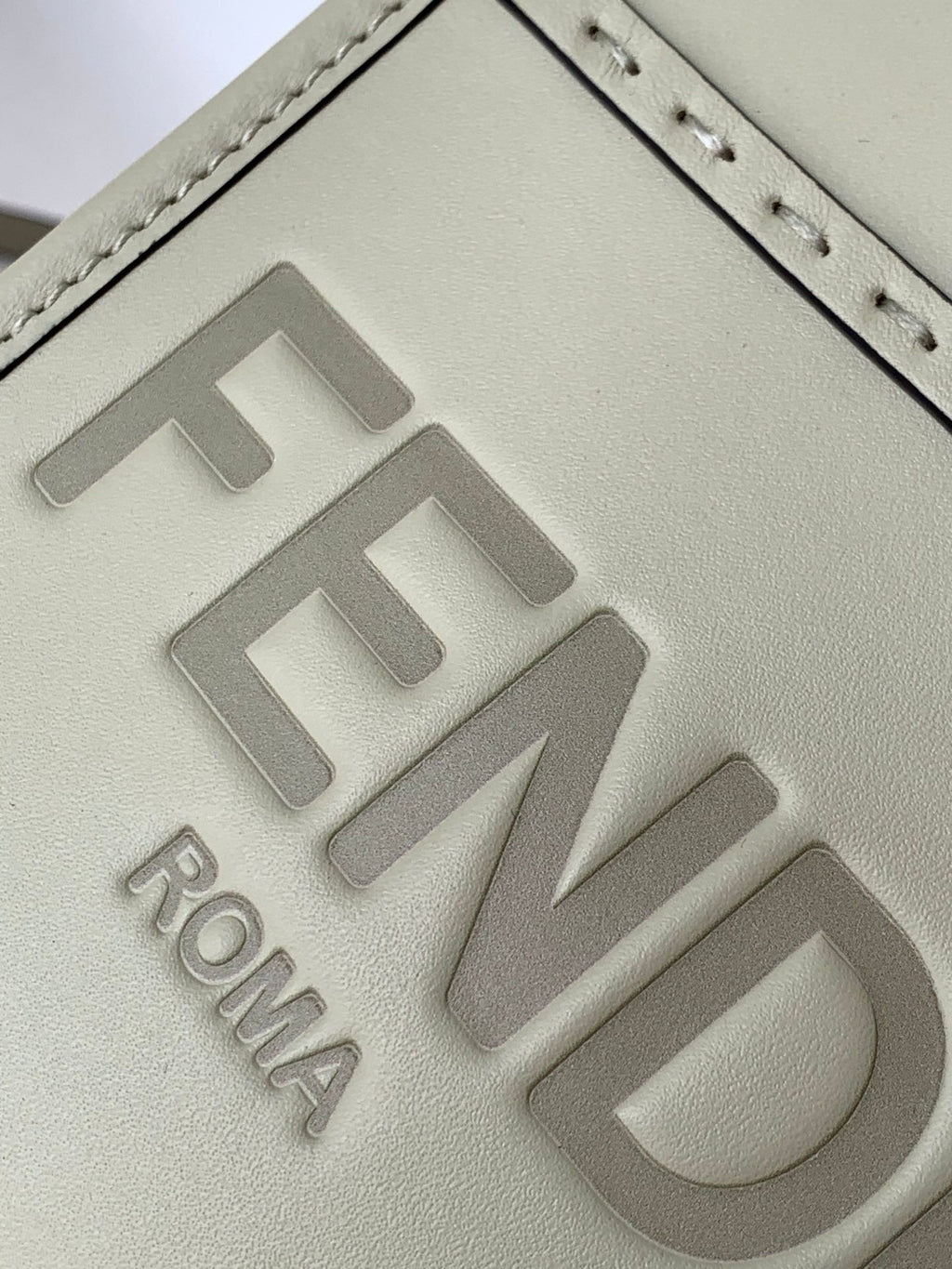 FENDI Fend Mini Sunshine Shopper Bag 18 Light Grey Leather