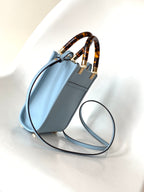 FENDI Fend Mini Sunshine Shopper Bag 18 Blue Leather