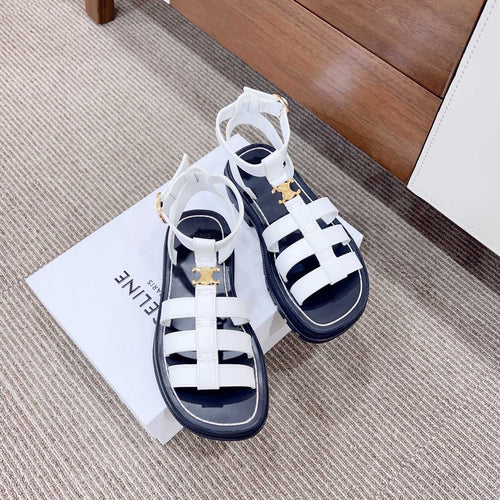 Celine LYMPIA GLADIATOR SANDAL IN CALFSKIN WHITE
