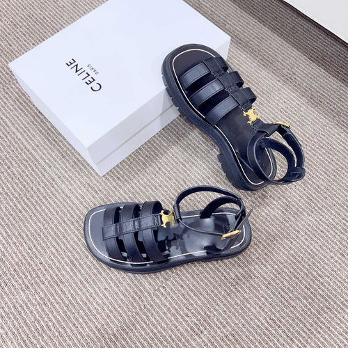 Celine LYMPIA GLADIATOR SANDAL IN CALFSKIN BLACK