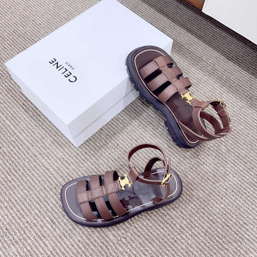 Celine LYMPIA GLADIATOR SANDAL IN CALFSKIN CHOCOLATE BROWN