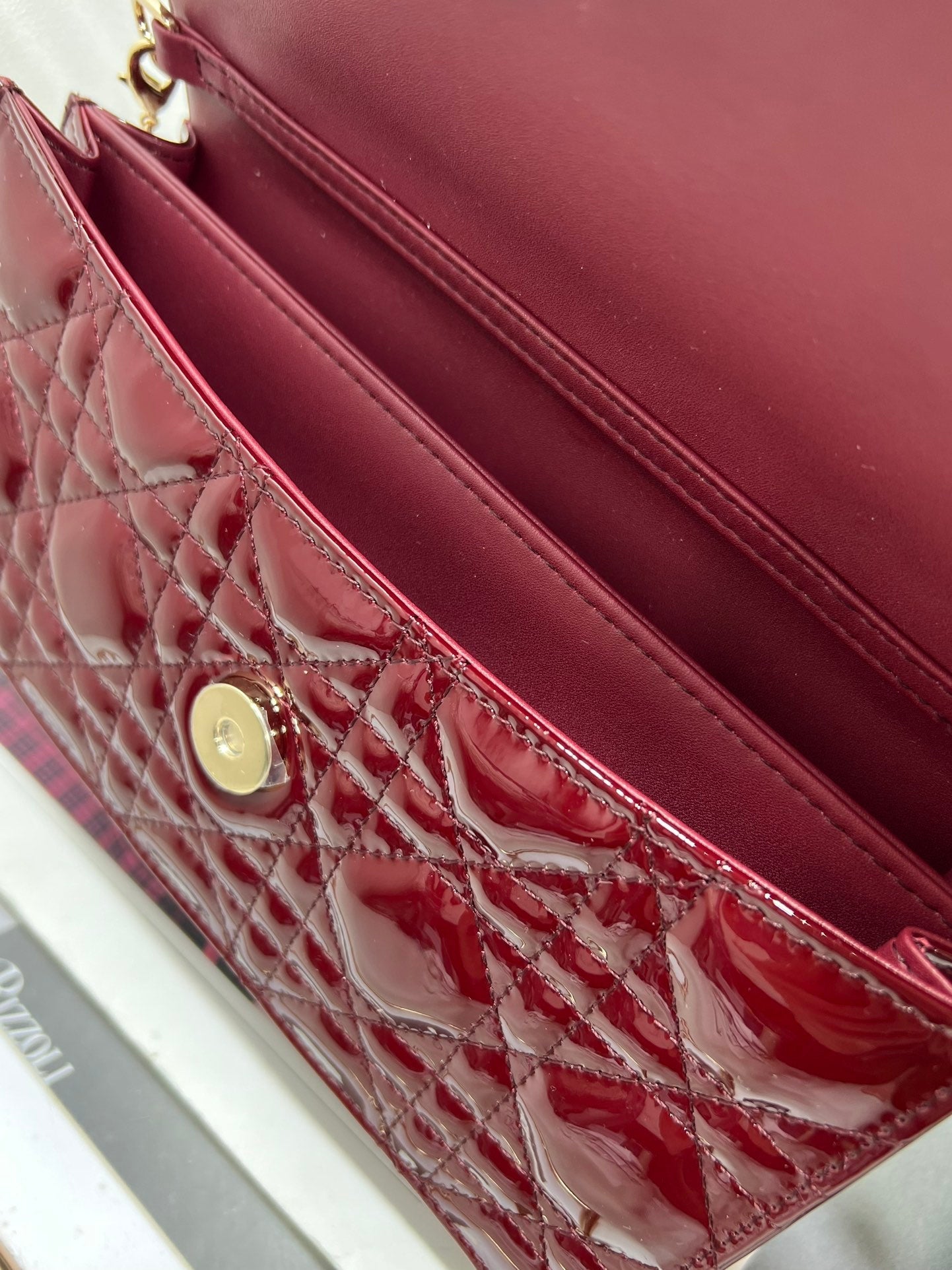 DIOR my mini 21 burgundy patent lambskin