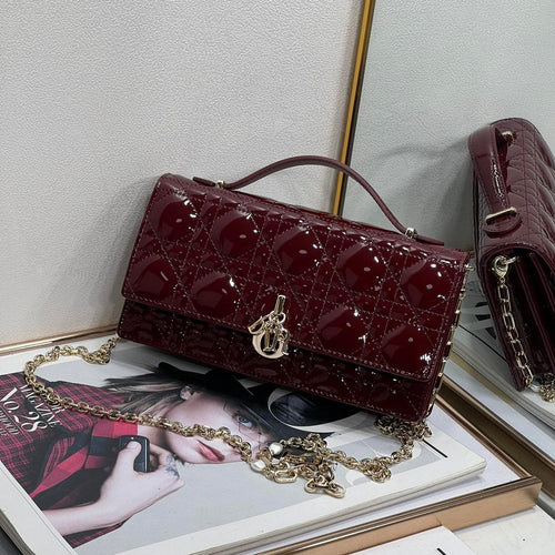 DIOR my mini 21 burgundy patent lambskin