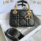 DIOR MINI LADY 19 BAG IN BLACK LAMBSKIN