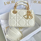 DIOR MINI LADY 19 IN WHITE LAMBSKIN