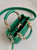 DIOR MINI LADY 19 IN FOREST GREEN LAMBSKIN