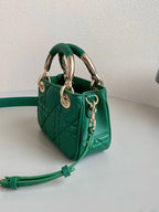 DIOR MINI LADY 19 IN FOREST GREEN LAMBSKIN