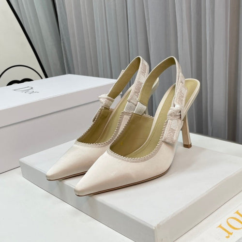 DIOR slingback pumps 95 white silk fabric