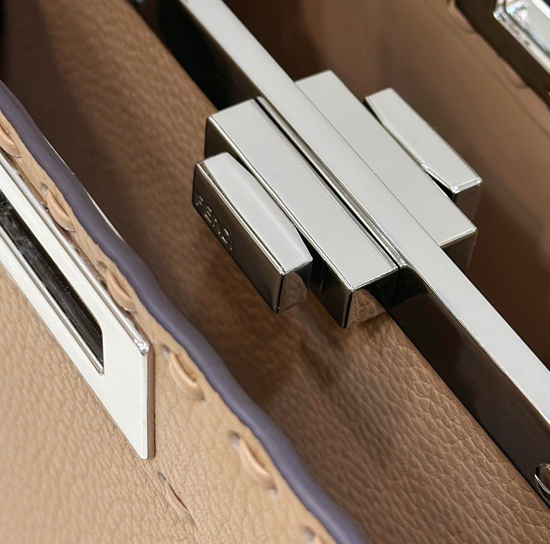 FENDI PEEKABOO ISEEU 33 IN CIDER BROWN GRAINED CALFSKIN SILVER HARDWARE