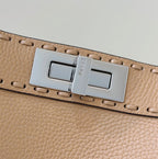 FENDI PEEKABOO ISEEU 33 IN CIDER BROWN GRAINED CALFSKIN SILVER HARDWARE