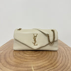 Saint Laurent SL 26cm Calypso Chain Bag White Leather