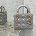 DIOR mini lady 17cm grey lambskin