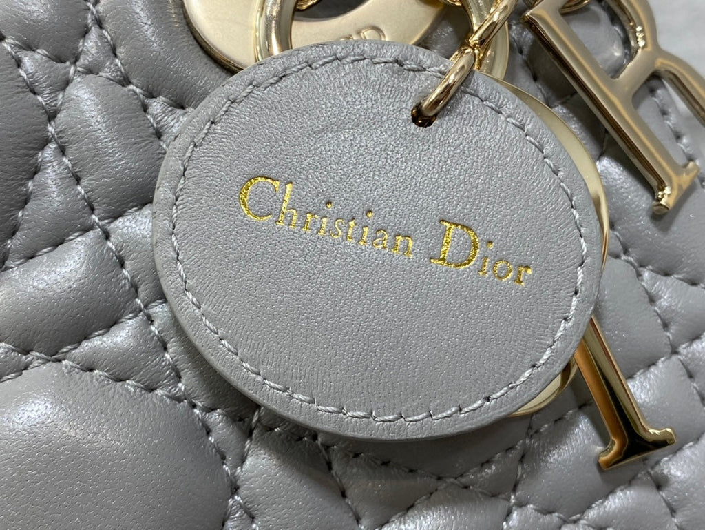 DIOR mini lady 17cm grey lambskin