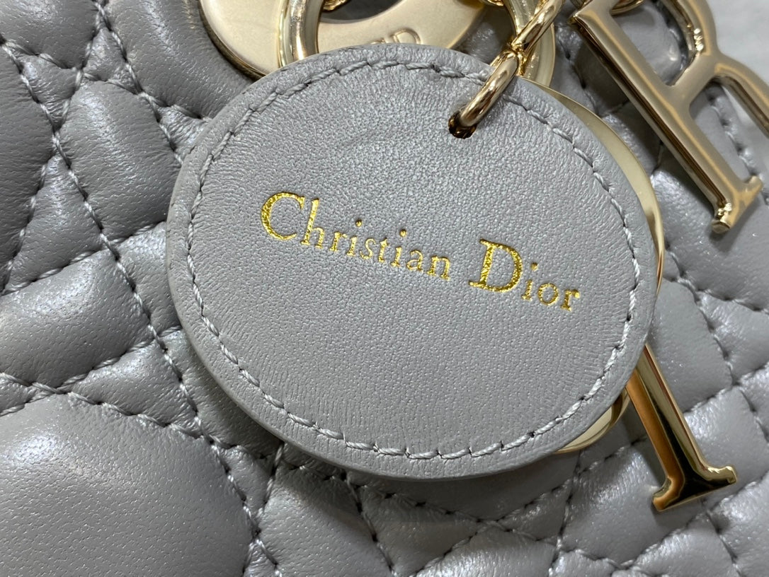 DIOR mini lady 17cm grey lambskin