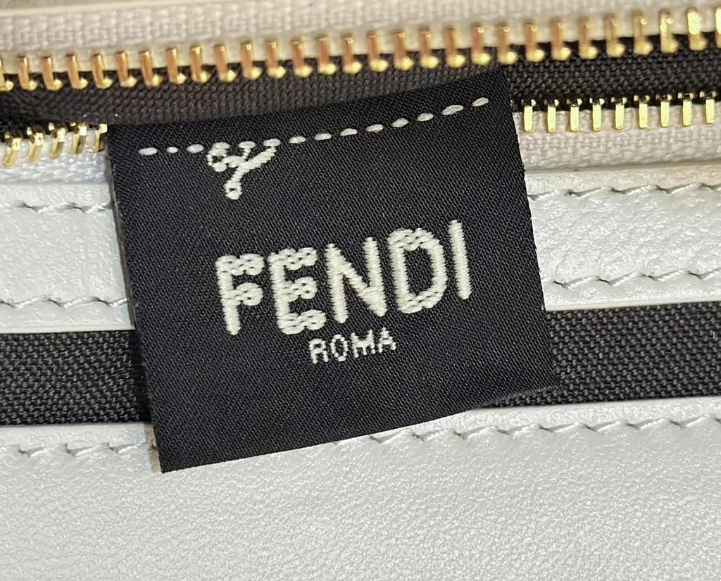 FENDI Baguette 27cm Grey Lambskin Gold Hardware