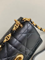 DIOR MINI CHAIN BAG 17 IN BLACK CALFSKIN