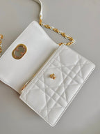 DIOR MINI CHAIN BAG 17 IN WHITE CALFSKIN