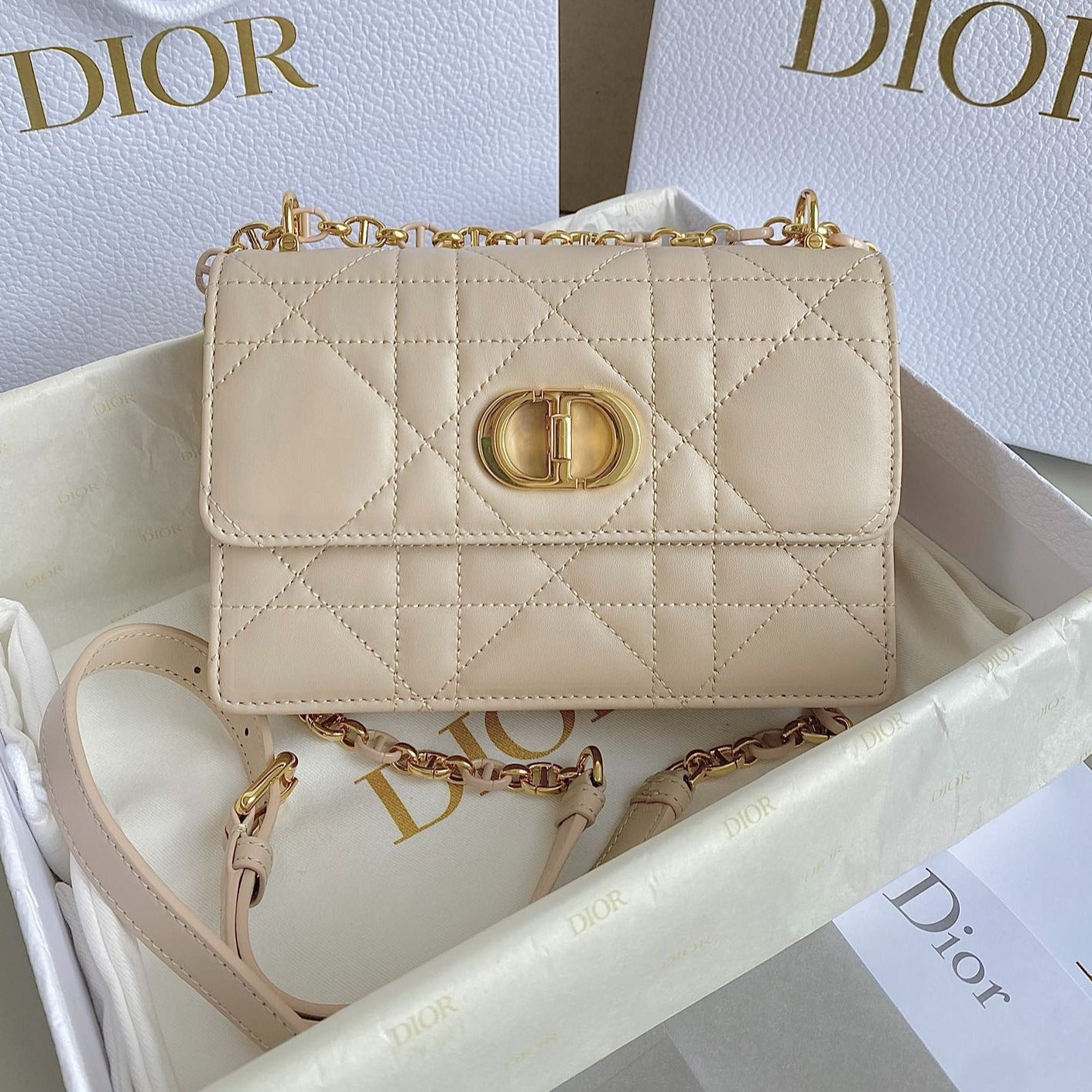 DIOR miss caro mini 19 cream calfskin