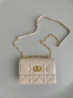 DIOR MINI CHAIN BAG 17 IN BEIGE CALFSKIN