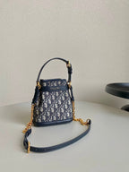 DIOR SMALL C'EST 18 IN BLUE CD-EMBOSSED OBLIQUE JACQUARD