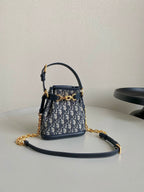 DIOR SMALL C'EST 18 IN BLUE CD-EMBOSSED OBLIQUE JACQUARD