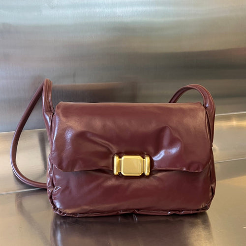 Bottega Veneta PAD PUFFER BAG 29 IN PLUM PURPLE COWHIDE LEATHER