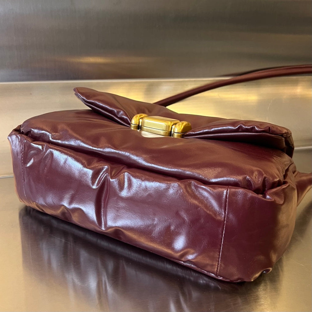 Bottega Veneta PAD PUFFER BAG 29 IN PLUM PURPLE COWHIDE LEATHER