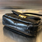 Bottega Veneta PAD PUFFER BAG 29 IN BLACK COWHIDE LEATHER