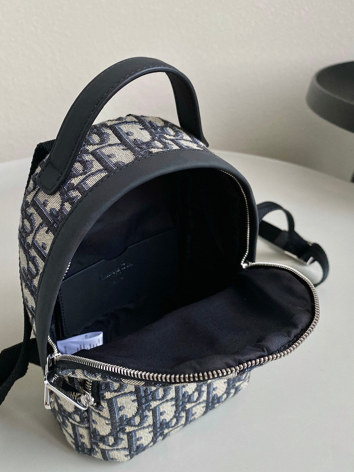 DIOR MINI RIDER BACKPACK 24 BEIGE AND BLACK OBLIQUE JACQUARD